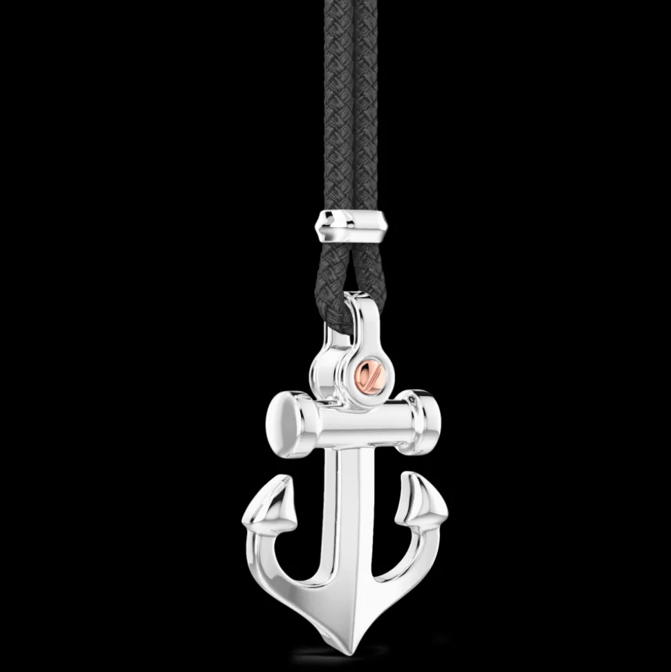 Collana Zancan in kevlar con pendente ad ancora in argento.