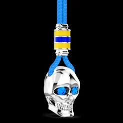 Collana Zancan in kevlar con pendente a teschio in argento.
