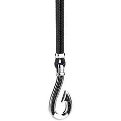Collana Zancan in kevlar con pendente ad amo in argento con pietre nere.