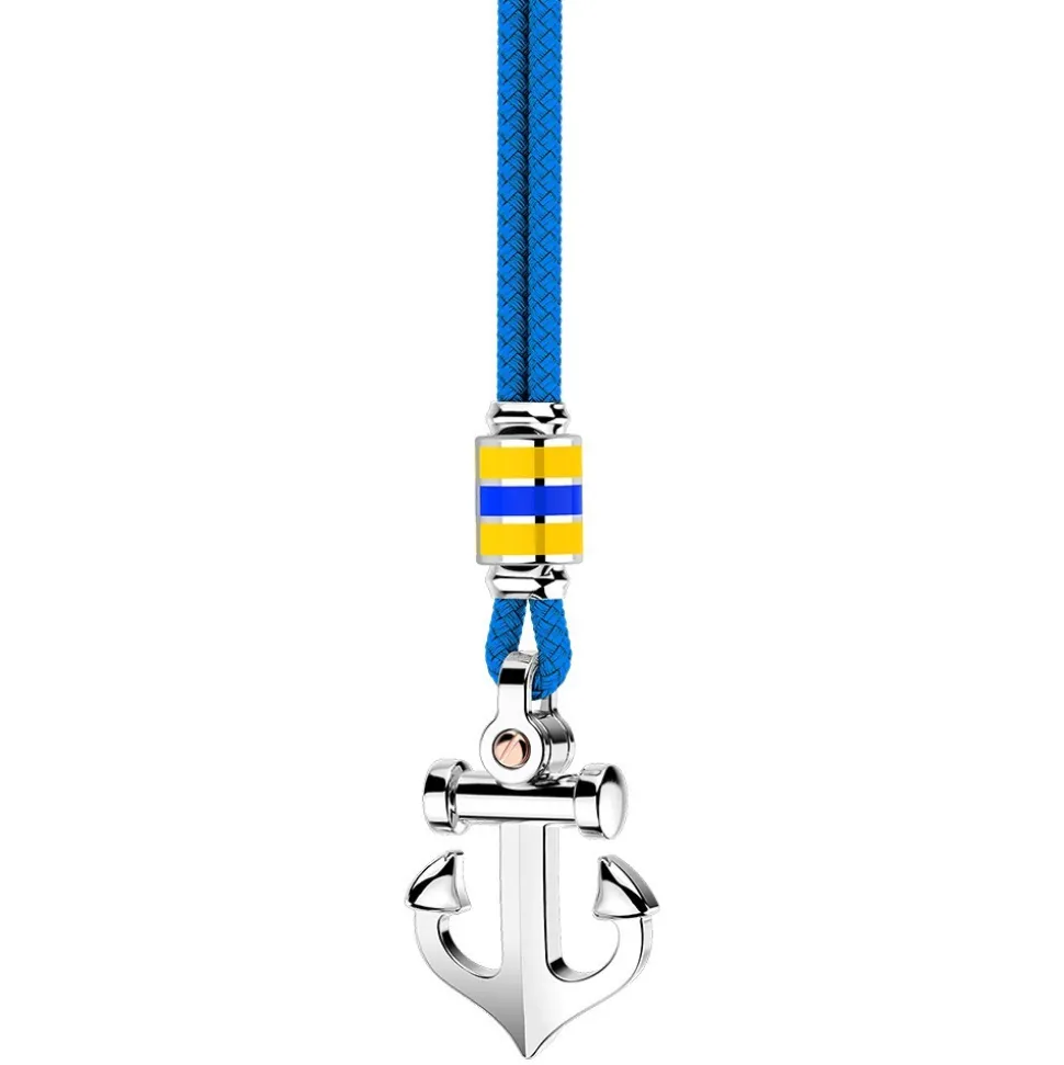 Collana Zancan in kevlar con pendente ad ancora in argento.