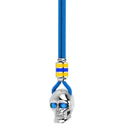 Collana Zancan in kevlar con pendente a teschio in argento.
