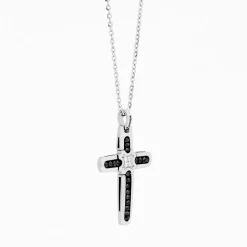 Collana  Zancan in oro bianco con croce e diamanti .