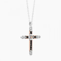 Collana  Zancan in oro bianco con croce e diamanti .
