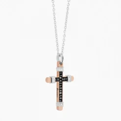 Collana  Zancan in oro bianco con croce e diamanti .