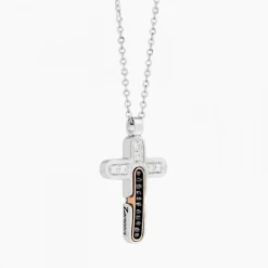 Collana  Zancan in oro bianco con croce e diamanti .