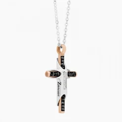 Collana  Zancan in oro bianco con croce e diamanti .