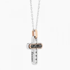 Collana  Zancan in oro bianco con croce e diamanti .