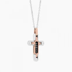 Collana  Zancan in oro bianco con croce e diamanti .