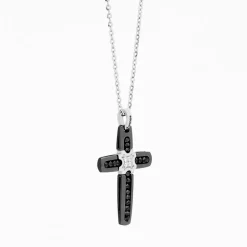 Collana  Zancan in oro bianco con croce e diamanti .
