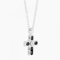 Collana  Zancan in oro bianco con croce e diamanti .
