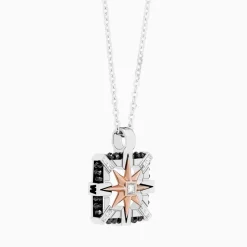 Collana Zancan in oro bianco con iconica rosa dei venti .