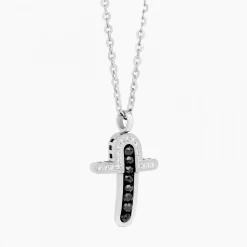 Collana  Zancan in oro bianco con croce e diamanti .