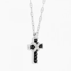 Collana  Zancan in oro bianco con croce e diamanti .