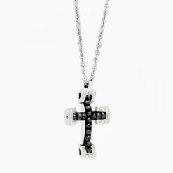 Collana  Zancan in oro bianco con croce e diamanti .