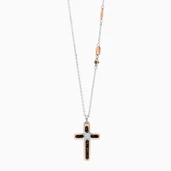 Collana  Zancan in oro bianco con croce e diamanti .