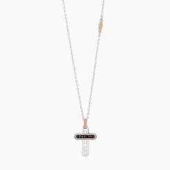 Collana  Zancan in oro bianco con croce e diamanti .