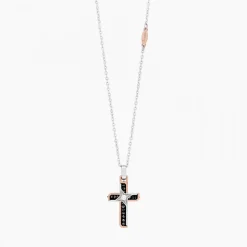 Collana  Zancan in oro bianco con croce e diamanti .