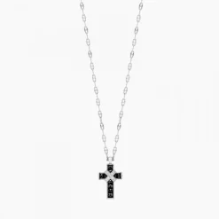 Collana  Zancan in oro bianco con croce e diamanti .