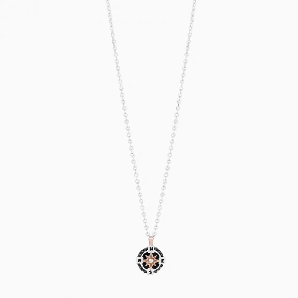 Collana Zancan in oro bianco con iconica rosa dei venti .