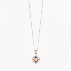 Collana  zancan in oro con pendente rosa dei venti e diamanti.