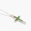 Collana  zancan in oro con croce e smeraldi.