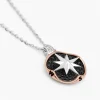 Collana  zancan in oro con pendente rosa dei venti e diamanti.