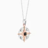 Collana  zancan in oro con pendente rosa dei venti e diamanti.