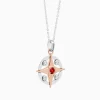 Collana  zancan in oro con pendente rosa dei venti e diamanti.