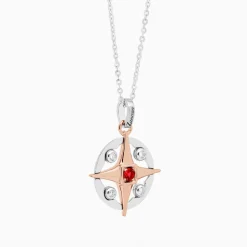 Collana  zancan in oro con pendente rosa dei venti e diamanti.
