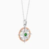 Collana  zancan in oro con pendente rosa dei venti e diamanti.
