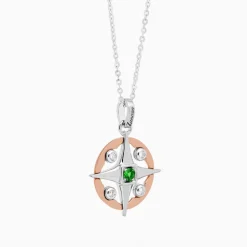Collana  zancan in oro con pendente rosa dei venti e diamanti.