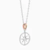 Collana  zancan in oro con pendente rosa dei venti e diamanti.
