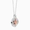 Collana  zancan in oro con pendente rosa dei venti e diamanti.