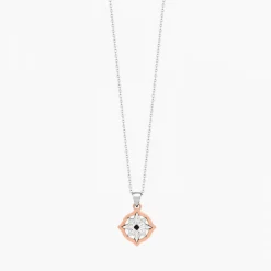 Collana  zancan in oro con pendente rosa dei venti e diamanti.