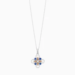 Collana  zancan in oro con pendente rosa dei venti e diamanti.