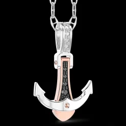 Collana Zancan in oro con pendente ad ancora e diamanti.