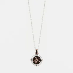 Collana  zancan in oro con pendente rosa dei venti e diamanti.