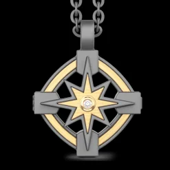 Collana Zancan in Titanio e Oro 18kt con Rosa dei Venti e Diamante | Eternity Titanium