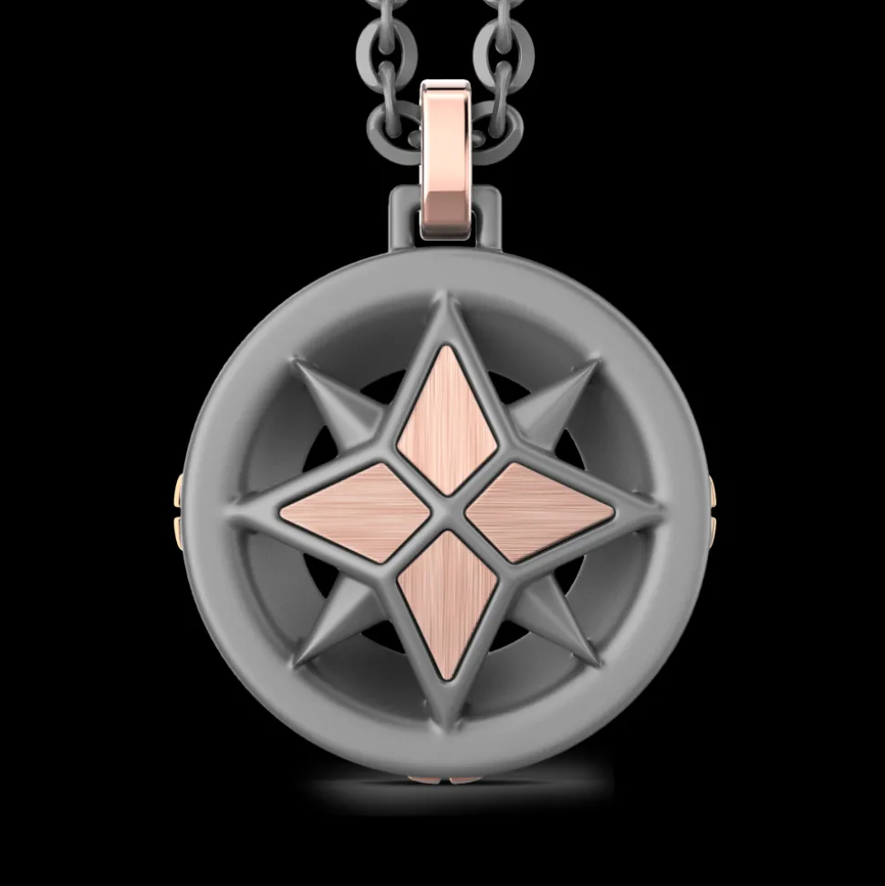Collana Zancan in titanio e oro con rosa dei venti