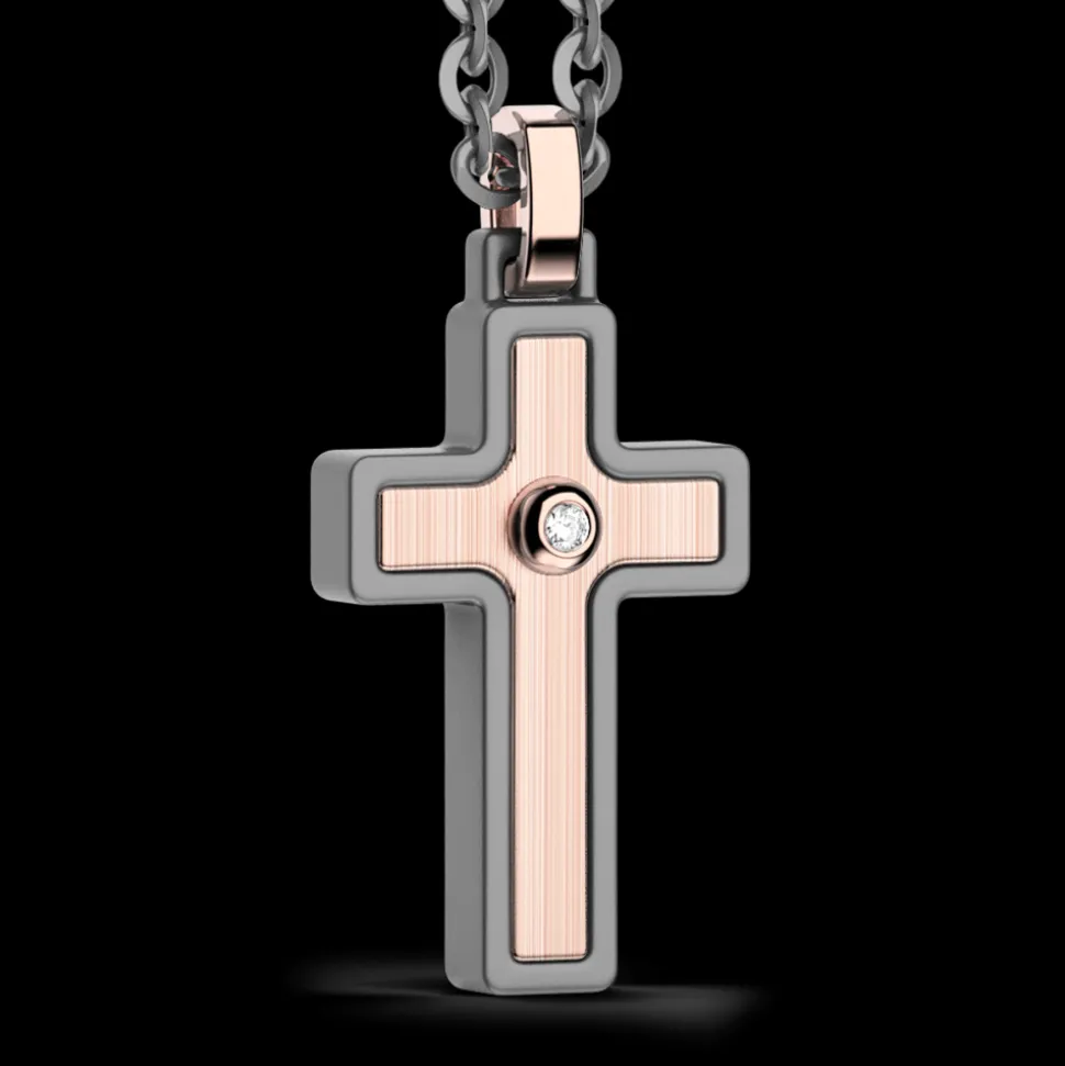 Collana Zancan in titanio e oro bianco e rosa 18Kt | Collezione Eternity Titanium