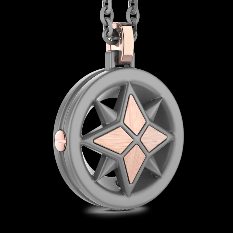 Collana Zancan in titanio e oro con rosa dei venti