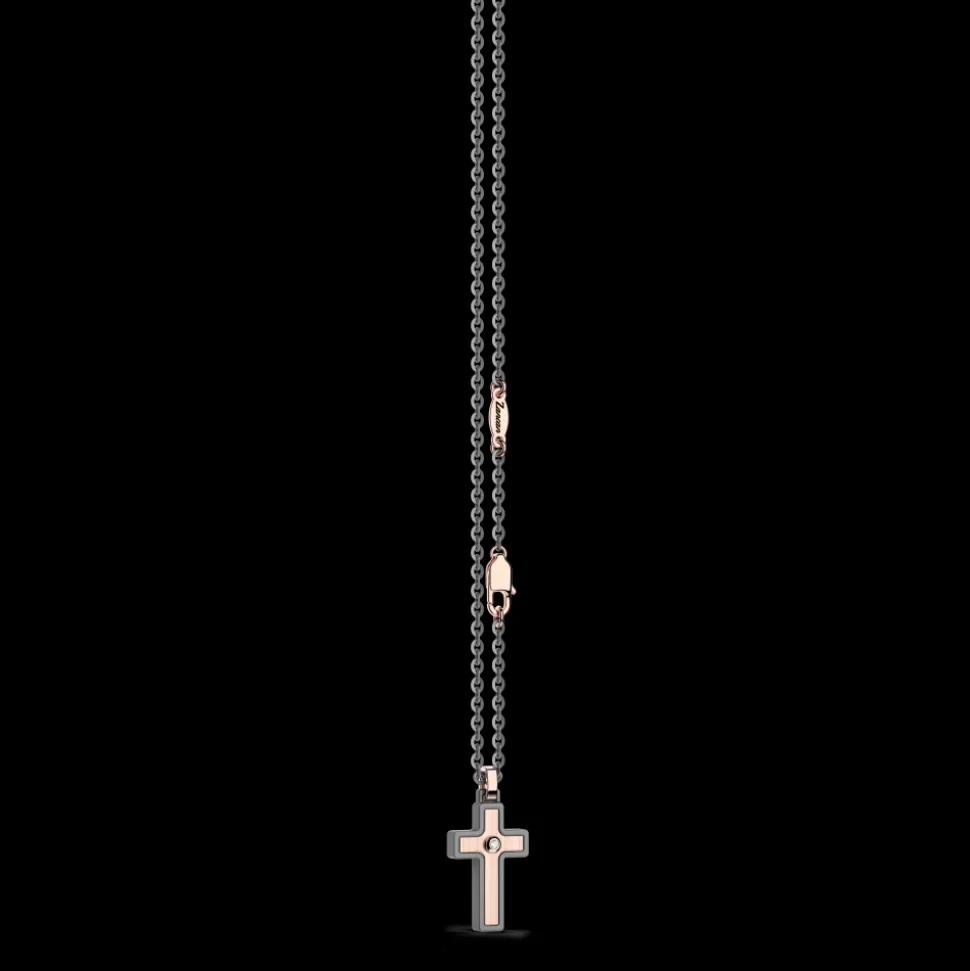 Collana Zancan in titanio e oro bianco e rosa 18Kt | Collezione Eternity Titanium
