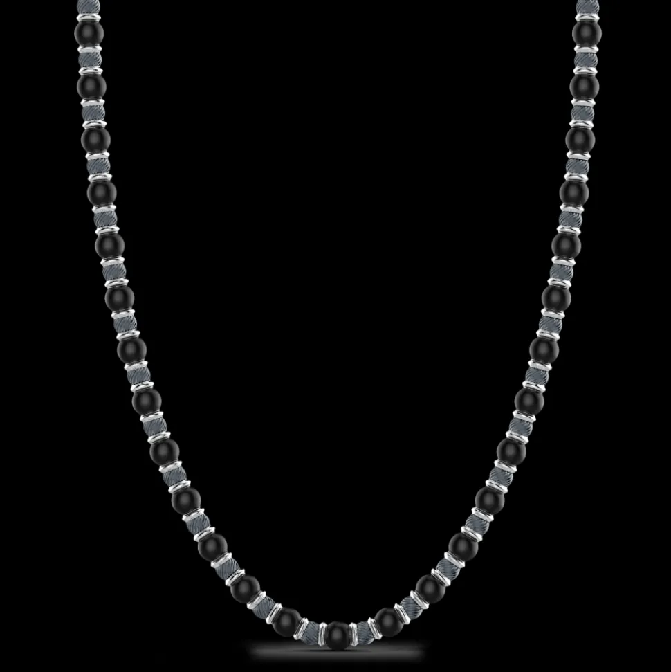 Collana Zancan morbida con sfere in argento e in pietra onice.