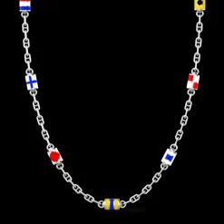 Collana Zancan solo maglia in argento con bandiere nautiche.
