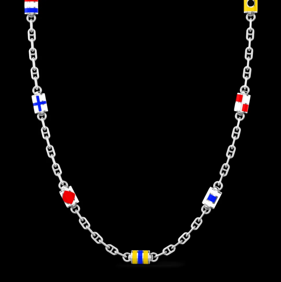 Collana Zancan solo maglia in argento con bandiere nautiche.
