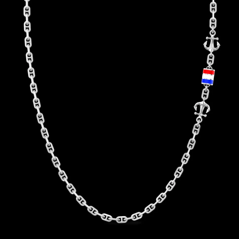 Collana Zancan solo maglia in argento con bandiere nautiche.