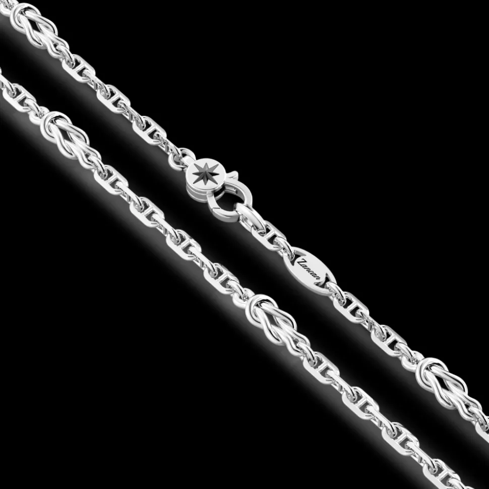 Collana Zancan solo maglia in argento con nodi piani.