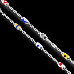 Collana Zancan solo maglia in argento con bandiere nautiche.