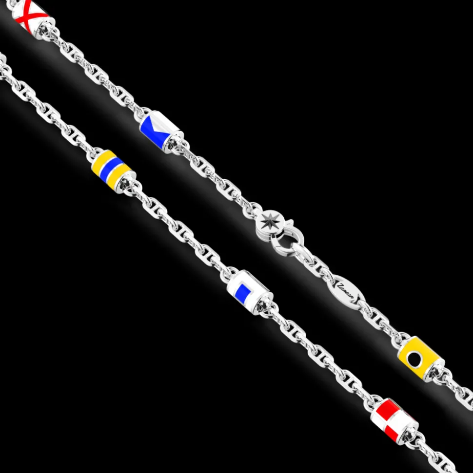 Collana Zancan solo maglia in argento con bandiere nautiche.