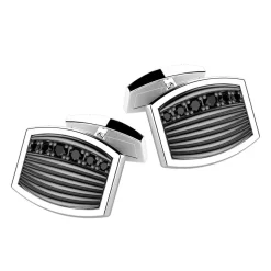 Gemelli Zancan in argento con pietre nere.